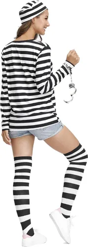 Vista 5 de For G and PL Disfraz de Halloween para mujer, camisa divertida a rayas