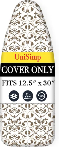 Vista 16 de UniSimp Funda y almohadilla para tabla de planchar de 15 x 54 pulgadas, algodón natural extra grueso, acolchado resistente a las manchas y a