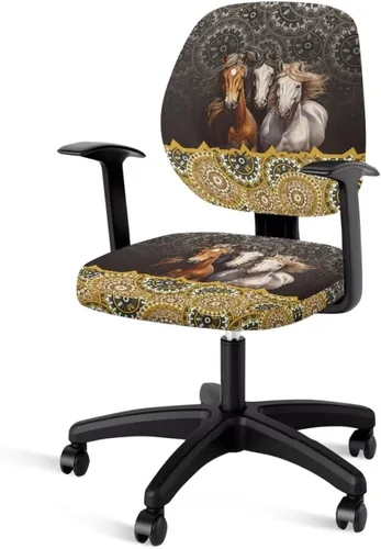 Vista 42 de Talayituse - Funda para silla de oficina o computadora con estampado de estrellas de playa, funda de asiento dividida elástica, extraíble y lavable