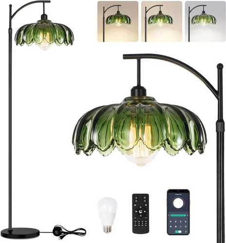 Vista 18 de QIYIZM - Lámpara de pie con diseño de árbol de 3 bombillas; alta, rústica, estilo rural, industrial y boho, pantalla de mimbre y bambú; para sala