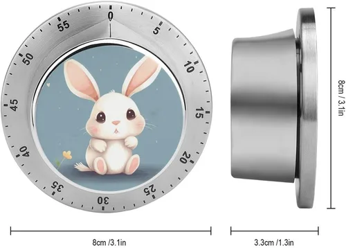 Vista 2 de Cartoon Cute Bunny Kitchen Timers for Cooking, 60 Minute Visual Timer for Home, No Batteries Required, Countdown Reminder Chef Timer Clock with