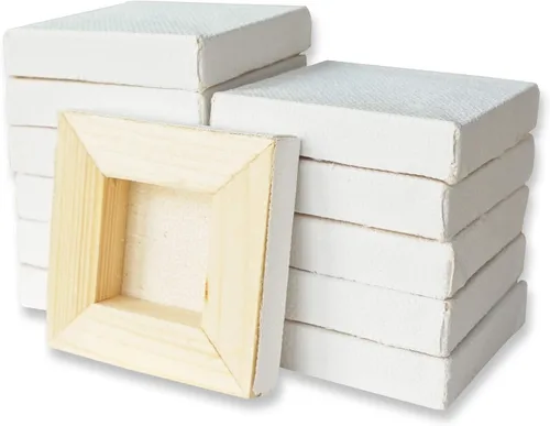 Vista 4 de LWR CRAFTS Mini lienzo estirado de 2 x 2 pulgadas, paquete de 12