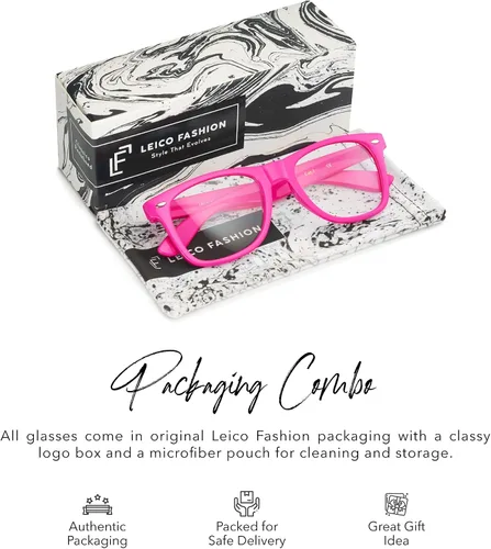 Vista 3 de LEICO FASHION Lentes transparentes sin receta retro nerd para hombres y mujeres - Lentes falsos para disfraz de cosplay