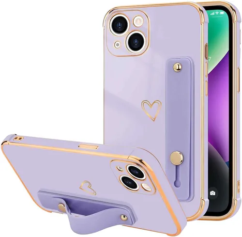 Vista 87 de LLZ.COQUE Funda compatible con iPhone 12 para mujeres y niñas, parachoques chapado de lujo con bonito diseño de corazón de amor, soporte de correa