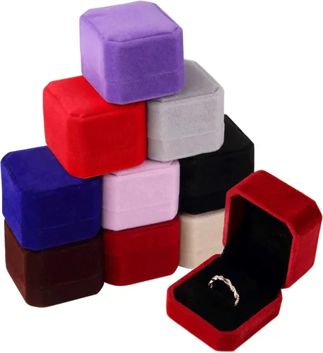Vista 8 de Lamoutor Caja de anillo de terciopelo 2pcs Caja de pendientes Caja de regalo de joyería (negro)
