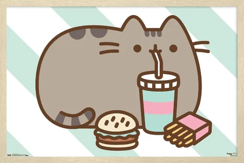 Vista 7 de Trends International Pusheen - Póster de pared de alimentos, 14.725 x 22.375 pulgadas, versión enmarcada de madera de granero