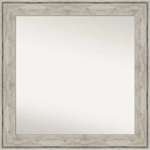 Vista 445 de Amanti Art Espejo de baño plateado para sobre el fregadero, 28 x 37 pulgadas, elegante espejo rectangular de peltre cepillado, marco de madera