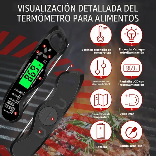 Vista 3 de Termómetro de cocina,IP67 impermeable termómetro de carne digital