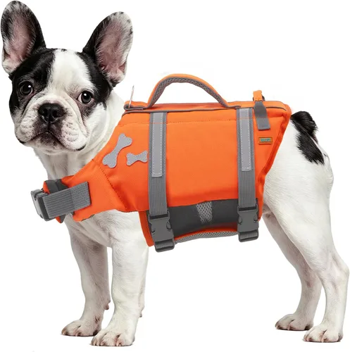 Vista 16 de EMUST Chalecos salvavidas para perros, chaleco flotante para canotaje con 2 Brillante rosa