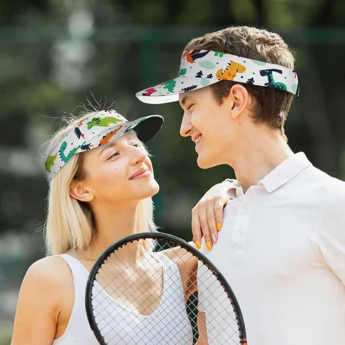 Vista 7 de Visor Hats for Men Women Sun UV Protection Adjustable Empty Top Baseball Cap Summer Breathable Girls Sport Golf Caps