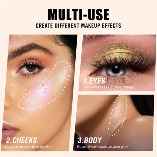 Vista 7 de Paleta de maquillaje iluminador, paleta de contorno brillante en polvo para iluminar el contorno de la cara, maquillaje dorado con reflejos