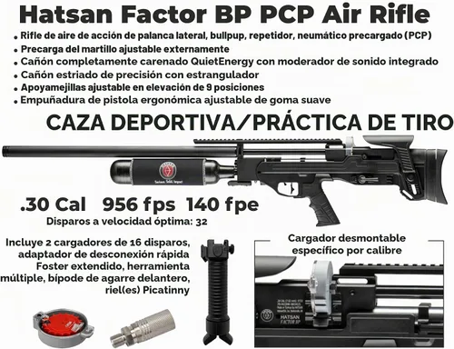 Vista 4 de Factor PCP - Rifle de aire de acción con palanca lateral con paquete Wearable4U incluido