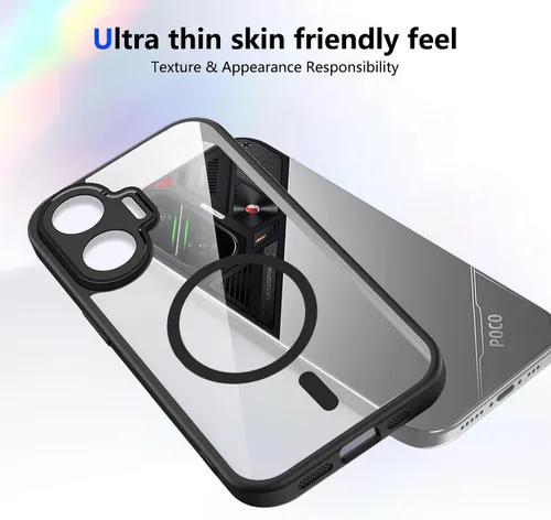 Vista 497 de Funda magnética transparente compatible con Xiaomi 17T, color negro 2 en 1 PC + TPU cubierta de teléfono a prueba de golpes, carcasa protectora