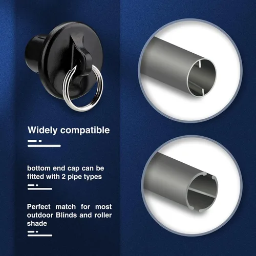 Vista 4 de Tapa de extremo con anillo, resistente a la intemperie, para persianas enrollables Coolaroo, para exteriores, persianas enrollables (negro, 1 par)