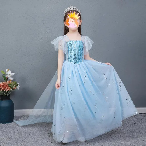 Vista 8 de TSIZFXI Elsa - Vestidos de princesa para niñas, fiesta de cumpleaños con accesorios de 3 a 8 años