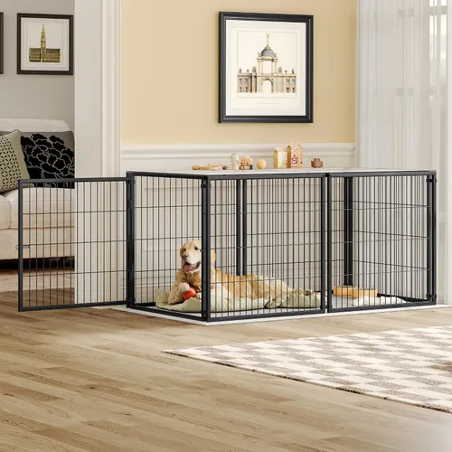 Vista 2 de Rophefx Jaula grande para perros, jaulas de metal de 63.7 pulgadas, perreras para perros grandes y medianos, jaula extra grande para interiores
