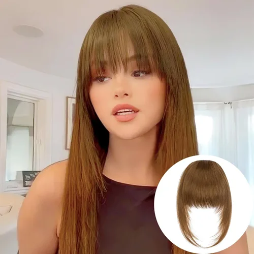 Vista 20 de VAVANGA Flequillo francés con clip - Flequillo natural largo y ondulado en negro jet con templos - Pinza de cabello ordenada para mujer (#1)