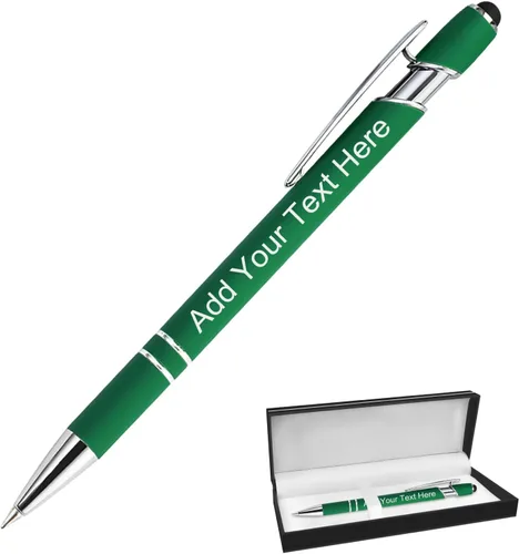 Vista 104 de Bolígrafos personalizados a granel grabados personalizados con punta de lápiz capacitivo, bolígrafos personalizados de tinta negra, regalos