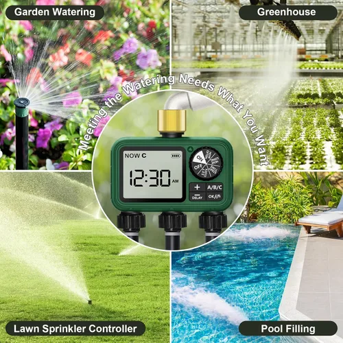 Vista 7 de Temporizador de agua para manguera de jardín al aire libre, temporizador de rociador para grifo de jardín con modo de retardo
