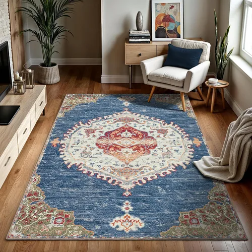 Vista 50 de GLN Rugs Bohemian - Troy - Alfombra de felpilla lavable a máquina, bohemio, lavable, antideslizante, alfombra de área de felpilla de pelo bajo