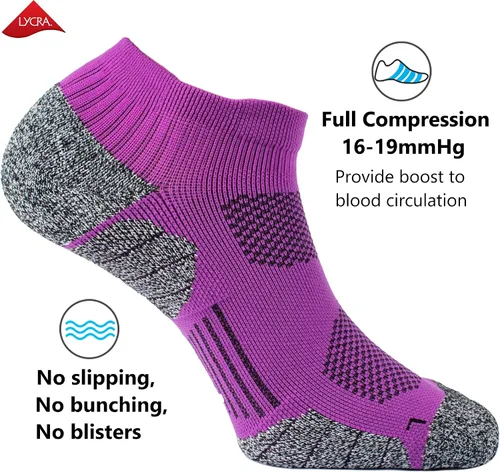 Vista 12 de CWVLC - Calcetines deportivos, hasta el tobillo, de compresión, acolchados, unisex, paquete variado