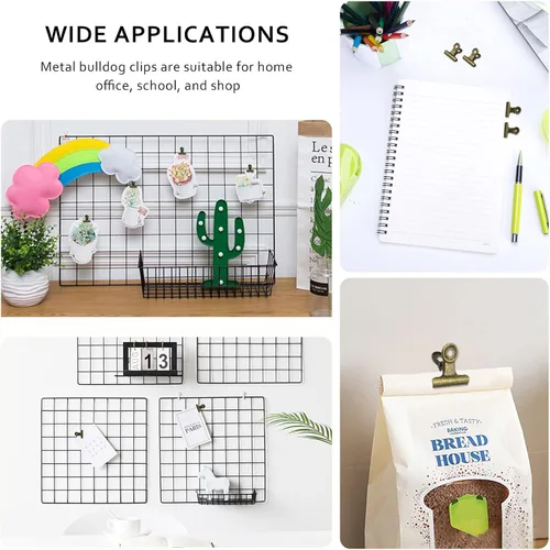 Vista 6 de 20 clips metálicos para carpeta de bulldog, abrazaderas de papel con bisagras de 1.2 pulgadas para bolsas de alimentos, fotos, manualidades de arte