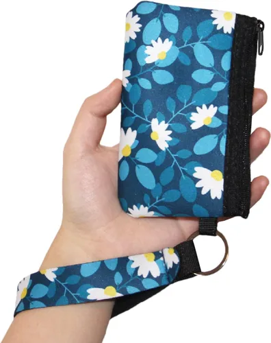Vista 6 de CalorMixs Estuche de identificación para mujer, con cremallera, tarjetero, bolsillo, llavero, monedero, estampado de vaca, girasoles, Flor