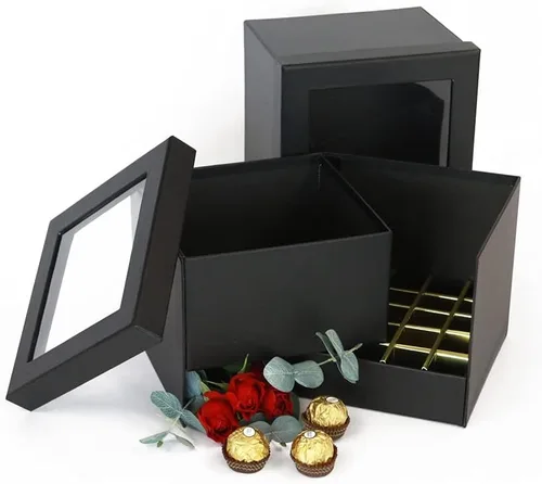 Vista 4 de USA-SALES UNIKPACKAGING - Caja sorpresa cuadrada para regalo y arreglos florales, tamaño 7.3 x 7.3 x 6.1 pulgadas para arreglos de regalo