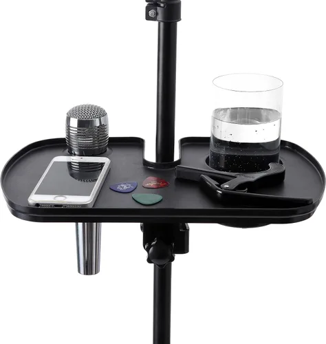 Vista 3 de Soporte de micrófono de plástico para escenario, concierto, actuación, accesorio de guitarra vocal con soporte para bebidas y soporte para micrófono