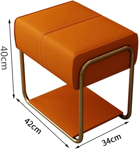 Vista 7 de ZAIHW Taburete cuadrado de cuero mate con patas doradas, cómodo banco de entrada con asiento acolchado, taburetes de maquillaje para tocador