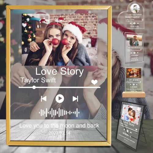Vista 10 de Placa de canción acrílica personalizada, cubierta de álbum de fotos personalizada, código QR, regalos personalizados para niños, niñas, amigos, día
