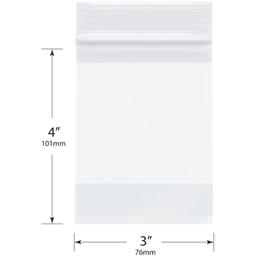 Vista 2 de Plymor 3 "x 4" (caja de 1,000), 2 mil con cremallera de bloque blanco bolsas de plástico con cierre