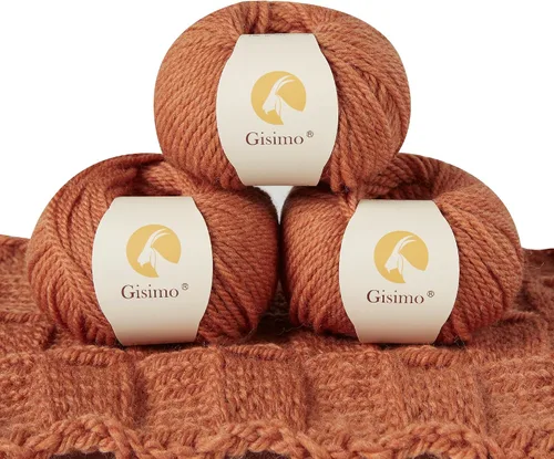 Vista 64 de 100% lana de merino para tejer, 3 capas de lana lujosa y suave para tejer a mano y ganchillo (ámbar, 1 bola)