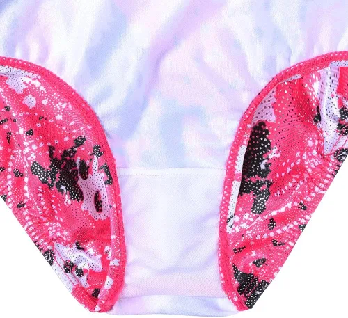 Vista 4 de TFJH E Leotardos para gimnasia y niñas, conjuntos de ropa de práctica con pantalones cortos coleteros
