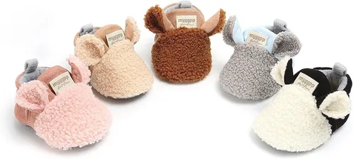 Vista 4 de GYQWJPC Zapatos de bebé para bebés y niñas, antideslizantes, suela suave, zapatos de cuna para recién nacidos, zapatos de 0-18 meses