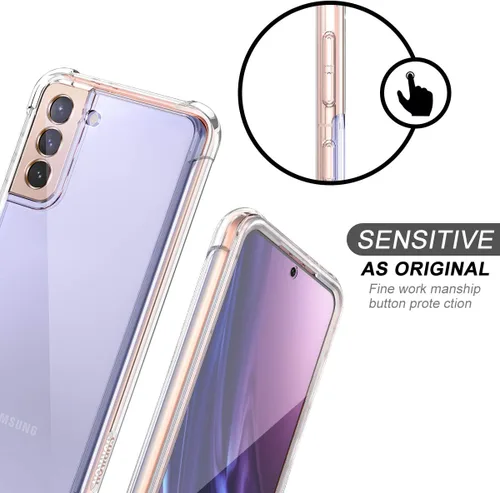 Vista 4 de SURITCH Funda transparente para Samsung Galaxy S21 de 6.2 pulgadas, [protector de pantalla integrado] carcasa rígida protectora de cuerpo