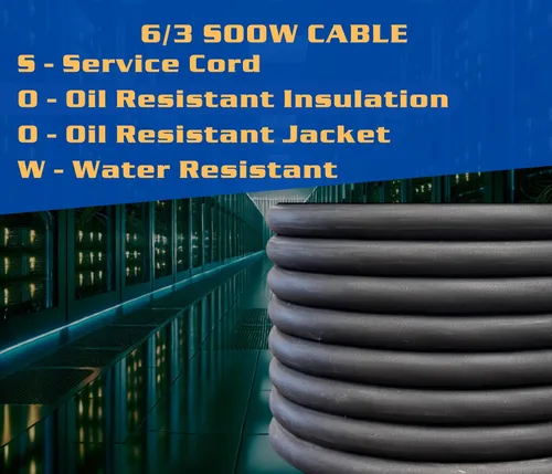 Vista 4 de WindyNation Cable de cable SOOW SO de 5 pies 6/3 6 AWG - Cable de extensión de alimentación portátil de 600 V calibre 6 600 V para cargadores