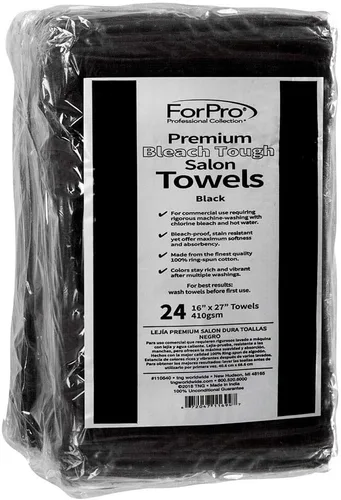 Vista 2 de ForPro Professional Collection Toallas prémium Bleach Tough para salón, color negro, 100% algodón, a prueba de blanqueador, resistentes a