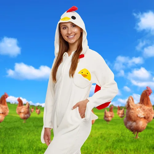 Vista 2 de Slim Fit Adult Onesie - Animal Halloween Costume - Plush Fruit One Piece Cosplay Suit for Women and Men by FUNZIEZ