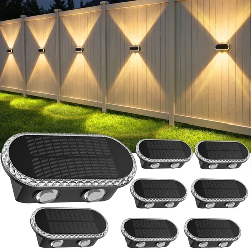 Vista 9 de Luces solares para valla al aire libre: paquete de 2 luces de pared