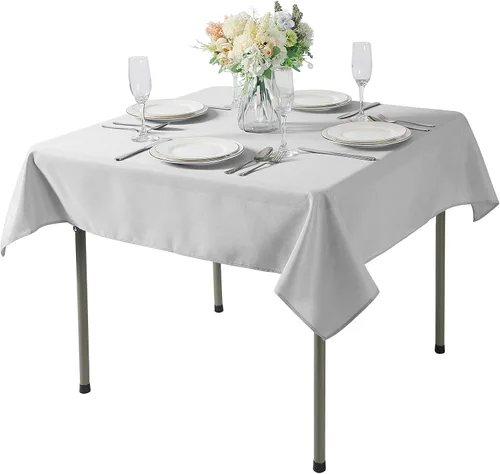 Vista 17 de Mantel rectangular de tela de poliéster lavable de 60 x 120 pulgadas, para decoración de bodas, fiestas, comedores, banquetes