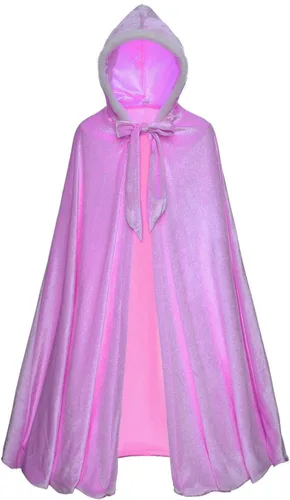 Vista 2 de Disfraz de capa larga con capucha de terciopelo suave de princesa de lujo para niñas, fiesta de disfraces