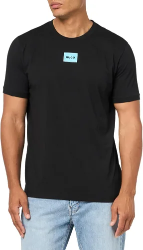 Vista 25 de Hugo Mens Ribbed Crew Neck Regular Fit Center Logo T-Shirt Blanco (Chalk White)