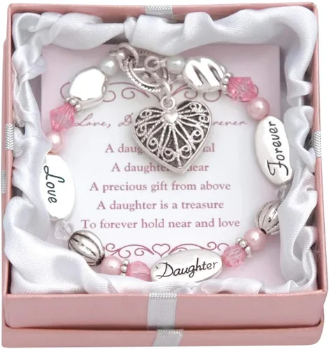Vista 2 de Pulsera en caja de regalo con frases de amor eterno para su hija