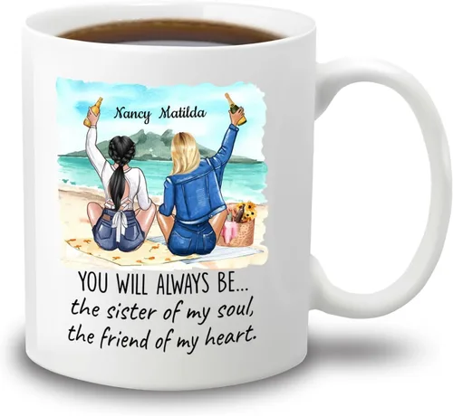 Vista 22 de Taza de café personalizada de la amistad para mejores amigos, mejores amigos, hermana del alma, tazas de café personalizadas para mejores amigas
