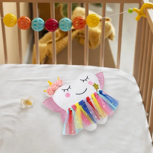 Vista 7 de free-space Almohada de hadas de dientes con bolsillo para niñas, alas brillantes, bolsa de hadas, regalo de recuerdo para niña (colorido)