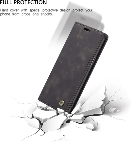 Vista 4 de Funda para Samsung Galaxy S9, Samsung Galaxy S9, funda tipo cartera, soporte magnético, funda protectora de piel retro con tapa para identificación