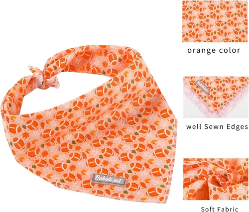Vista 5 de Bandanas de otoño para perros de fútbol americano, de algodón, lavables, cómodas, triangulares, ajustable, para perros pequeños, medianos y grandes