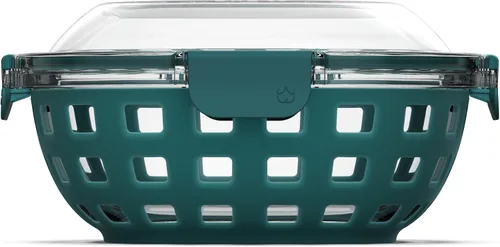 Vista 7 de Ello Duraglass - Recipiente de vidrio para preparación de comidas, 1.75 tazas, con funda de silicona y tapa de plástico hermética sin BPA, apto