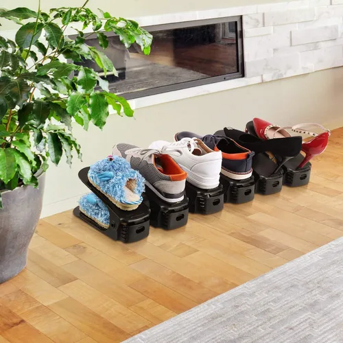 Vista 5 de Soerreo Caja de almacenamiento con ranura para zapatos, estante ajustable para zapatos, ahorra espacio, adecuado para tacones altos y bajos, tenis